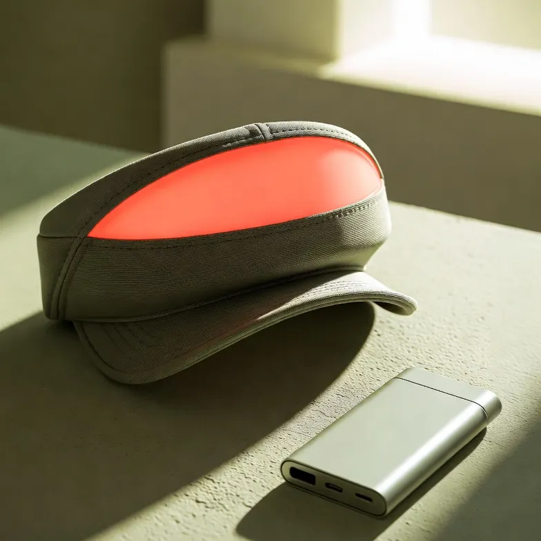 Laser hair growth cap with diode panel and portable battery pack